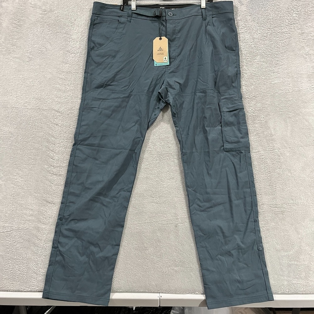Prana Stretch Zion Pants Mens 42x32 Blue Slim Fit Utility Pocket Tapered Leg